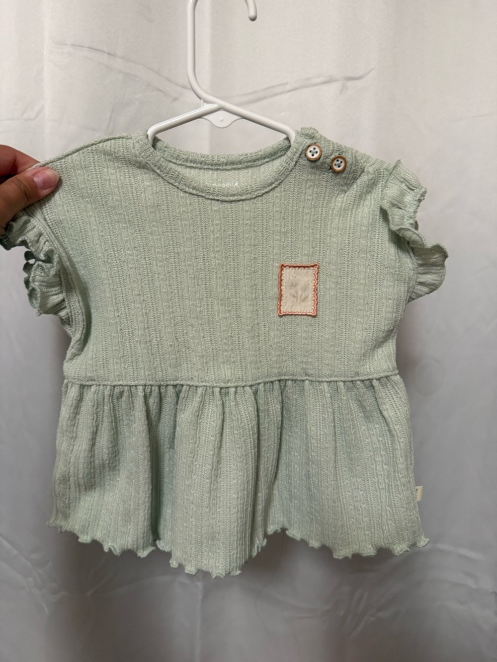 Toddler Mint Green Ruffle Sleeve Knit Top